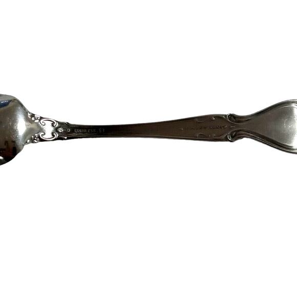 Vintage 70s Lyons Queen Fancy Sugar Spoon Stainless Steel 6" Satin Black Accent - Picture 5 of 12